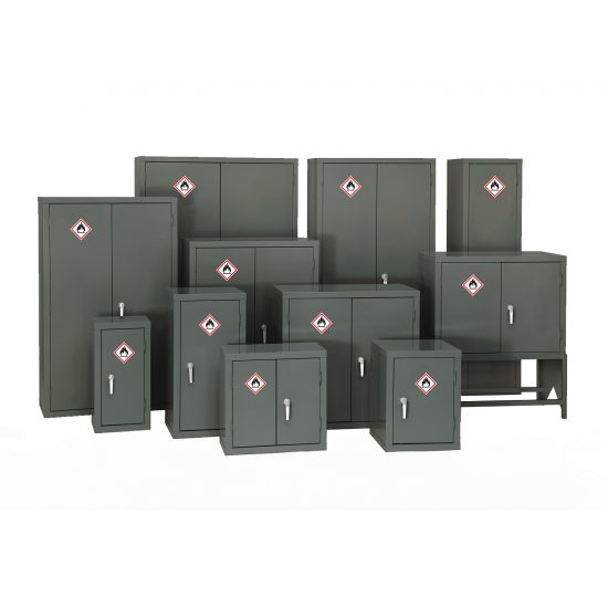 2 Doors 2 Shelves Grey Flammable Storage Bedford Shelving Ltd